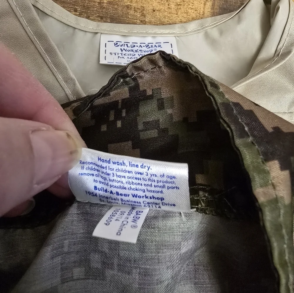 Build A Bear Workshop Camo Shirt and Khaki Vest Set